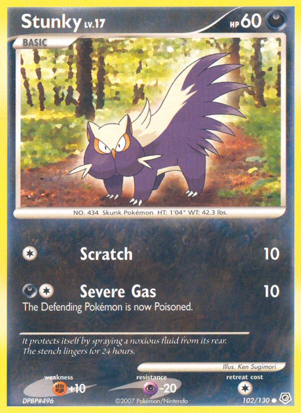 Stunky Pokemon card (102/130, Diamond & Pearl)