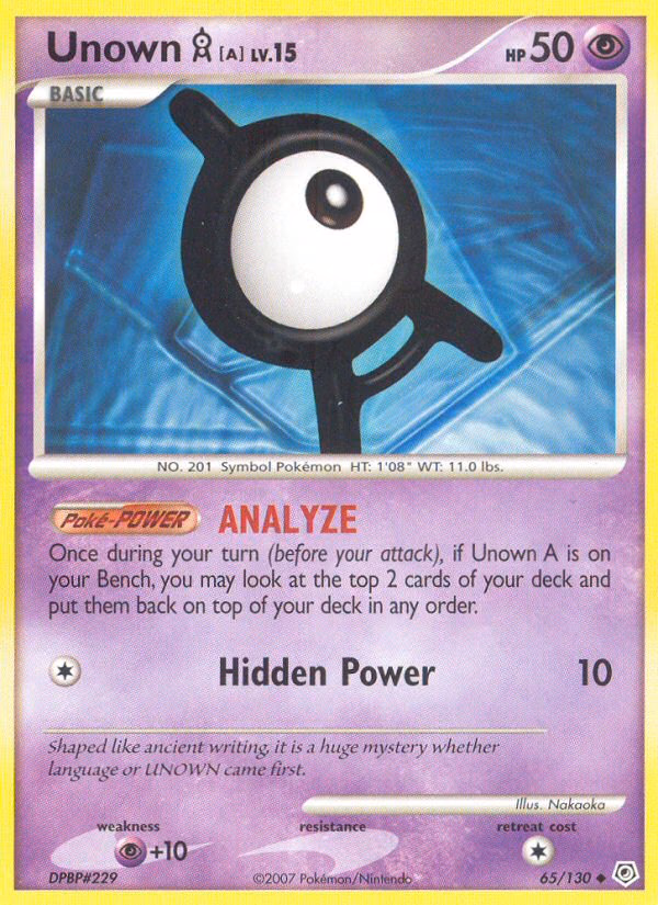 Unown [A] Pokemon card (65/130, Diamond & Pearl)