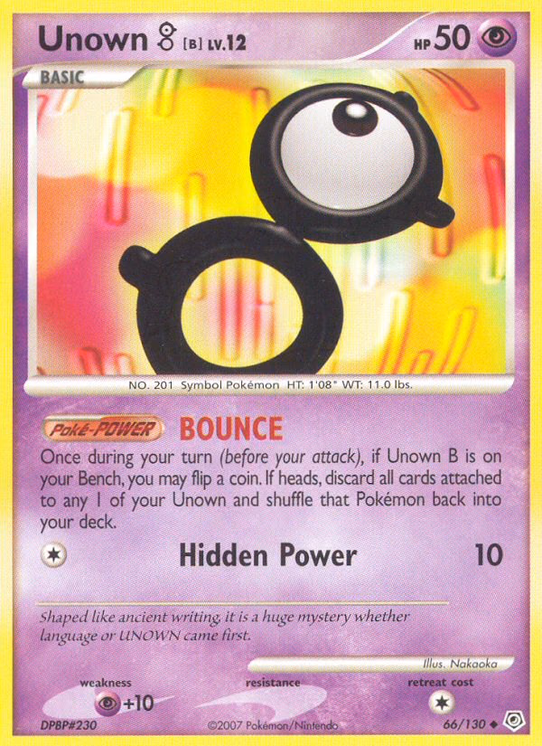 Unown [B] Pokemon card (66/130, Diamond & Pearl)