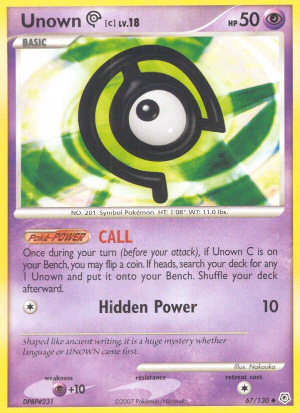 Unown [C] Pokemon card (67/130, Diamond & Pearl)
