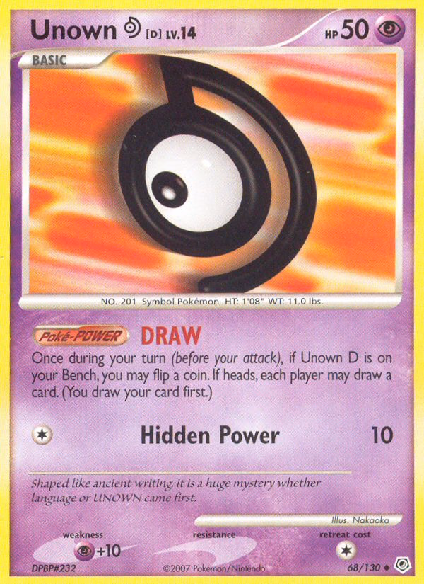 Unown [D] Pokemon card (68/130, Diamond & Pearl)