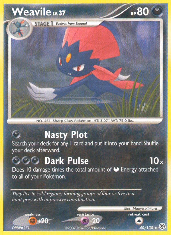 Weavile Pokemon card (40/130, Diamond & Pearl)