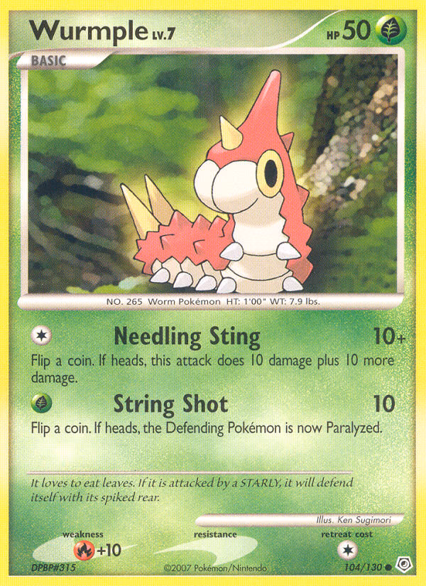 Wurmple Pokemon card (104/130, Diamond & Pearl)