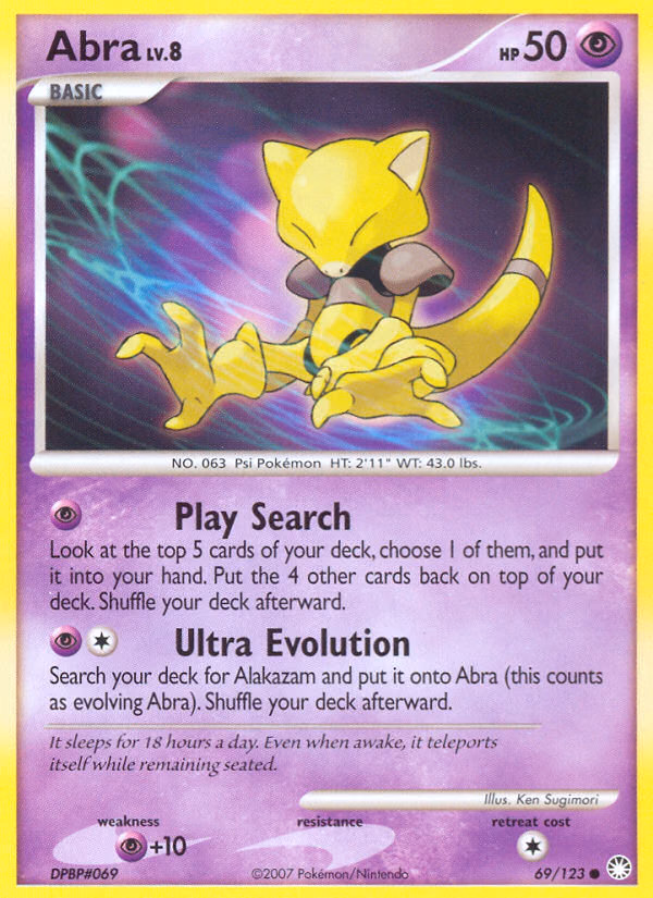 Abra Pokemon card (69/123, Mysterious Treasures)