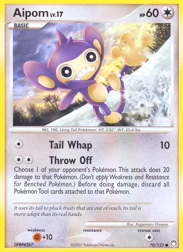 Aipom Pokemon card (70/123, Mysterious Treasures)