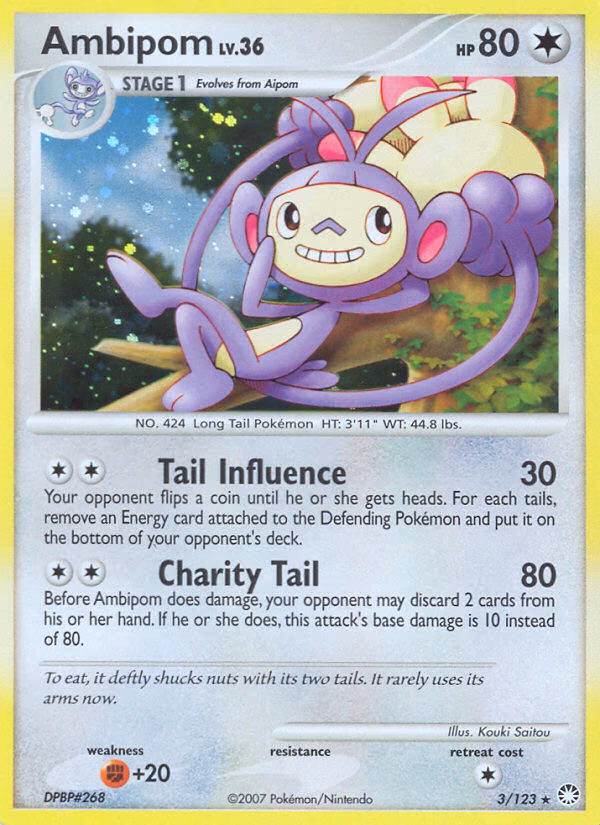 Ambipom Pokemon card (3/123, Mysterious Treasures)