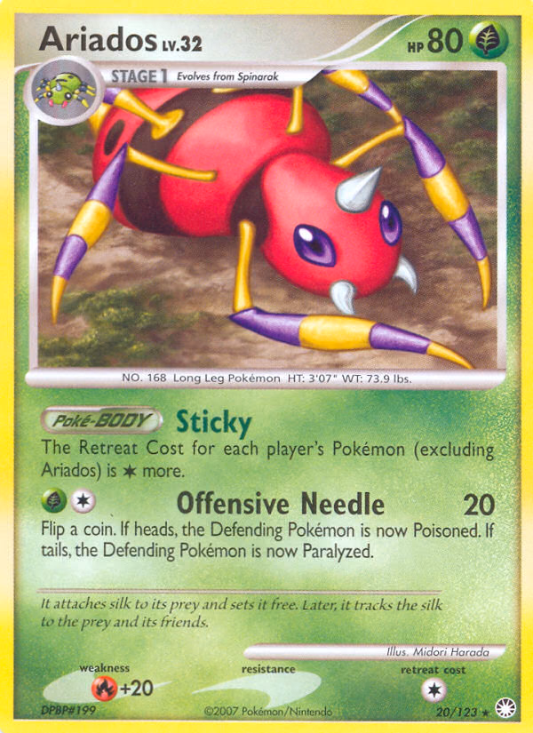 Ariados Pokemon card (20/123, Mysterious Treasures)