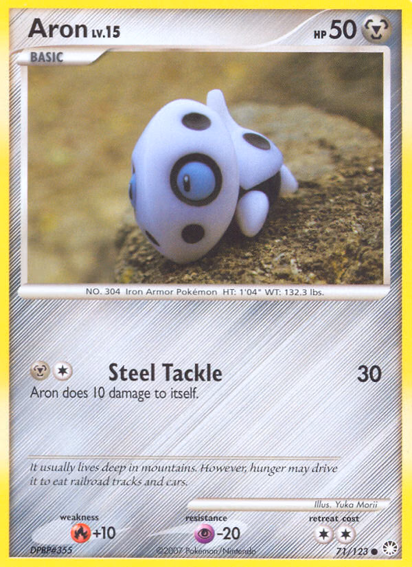Aron Pokemon card (71/123, Mysterious Treasures)
