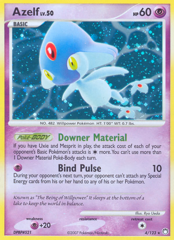 Azelf Pokemon card (4/123, Mysterious Treasures)