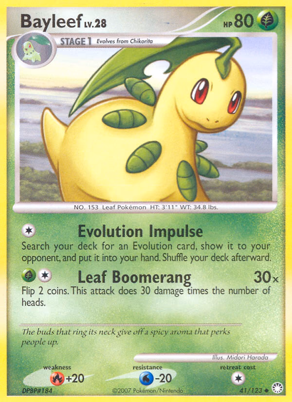 Bayleef Pokemon card (41/123, Mysterious Treasures)