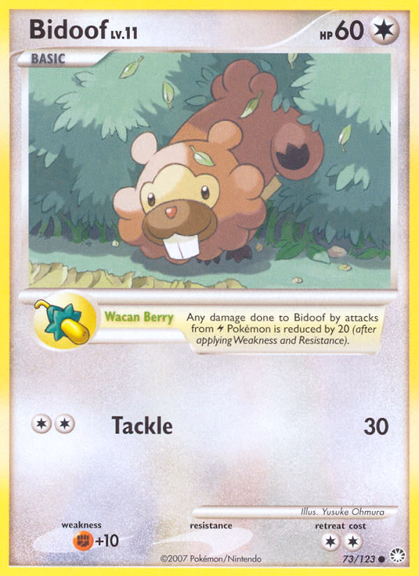 Bidoof Pokemon card (73/123, Mysterious Treasures)