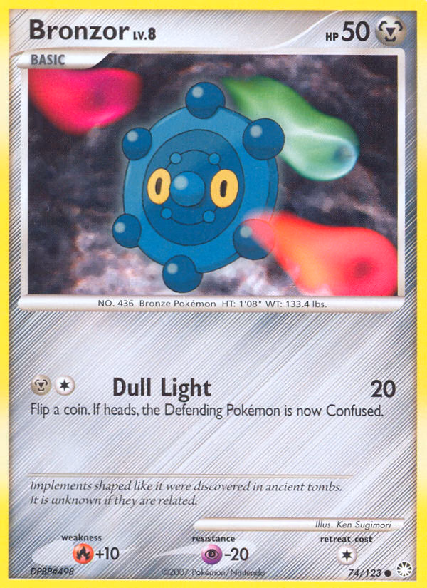 Bronzor Pokemon card (74/123, Mysterious Treasures)