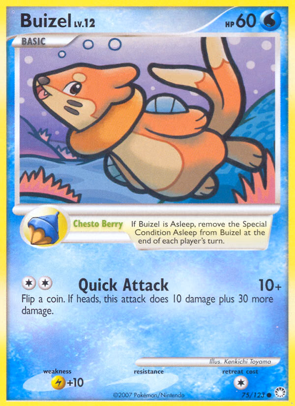 Buizel Pokemon card (75/123, Mysterious Treasures)
