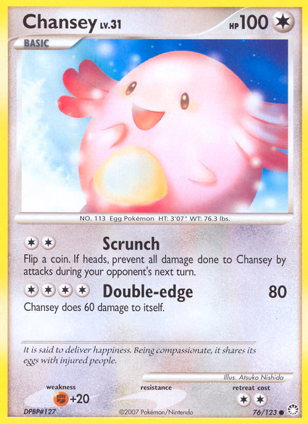 Chansey Pokemon card (76/123, Mysterious Treasures)