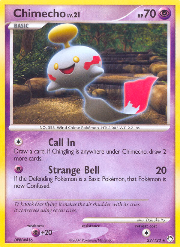 Chimecho Pokemon card (22/123, Mysterious Treasures)