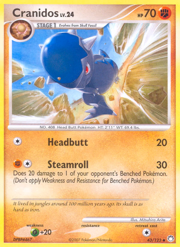 Cranidos Pokemon card (43/123, Mysterious Treasures)