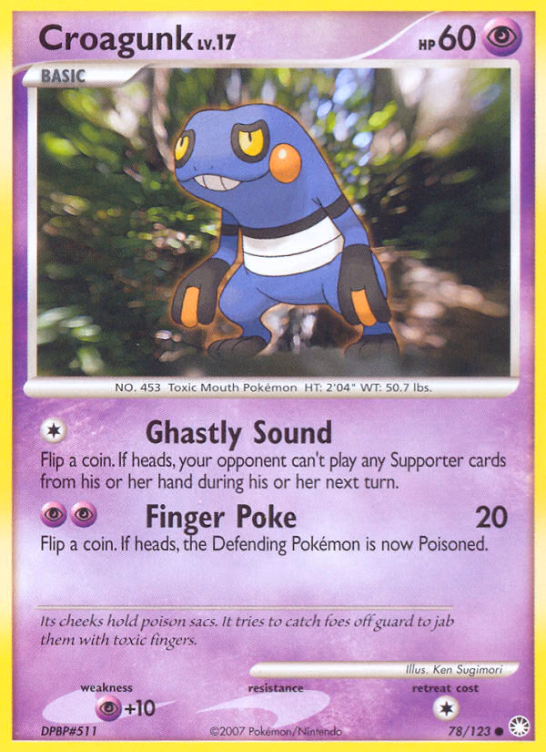 Croagunk Pokemon card (78/123, Mysterious Treasures)