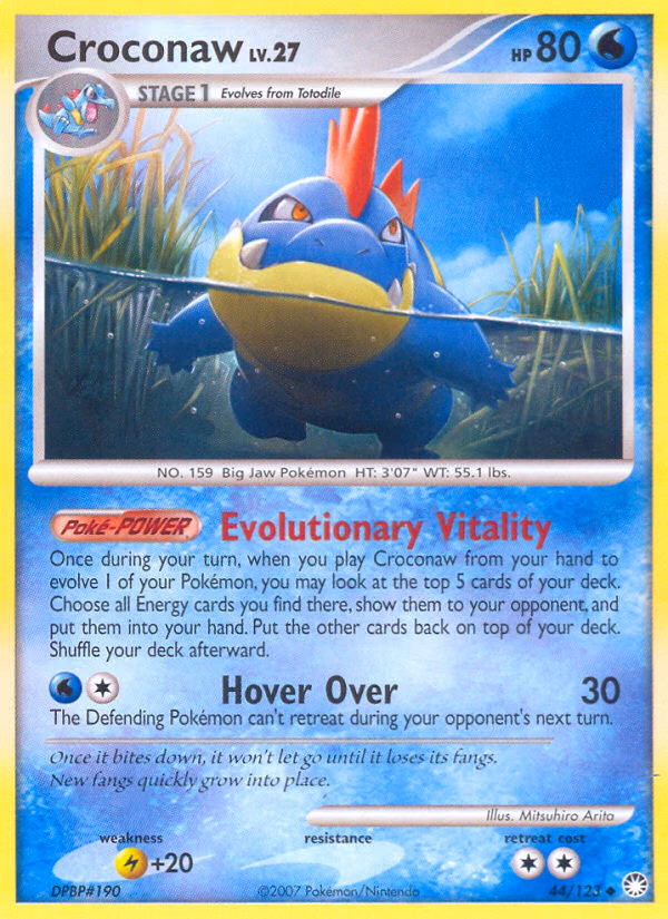 Croconaw Pokemon card (44/123, Mysterious Treasures)