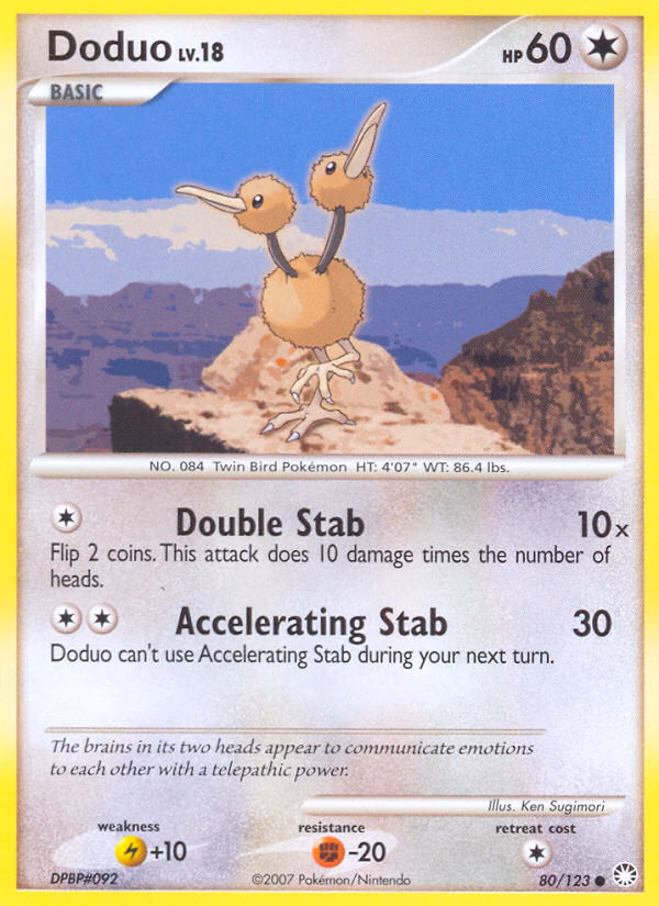 Doduo Pokemon card (80/123, Mysterious Treasures)