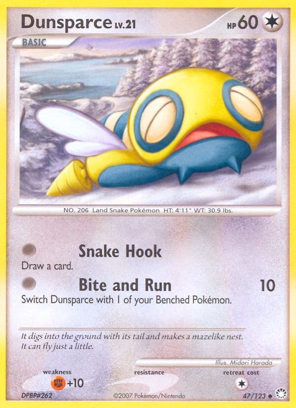 Dunsparce Pokemon card (47/123, Mysterious Treasures)