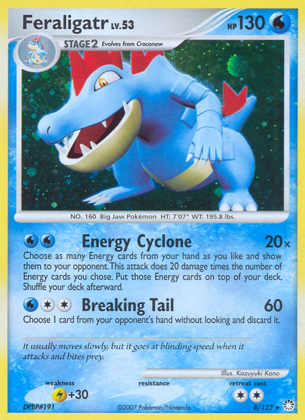 Feraligatr Pokemon card (8/123, Mysterious Treasures)