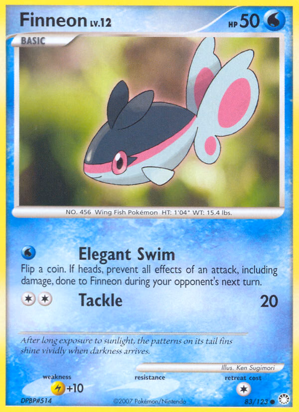 Finneon Pokemon card (83/123, Mysterious Treasures)