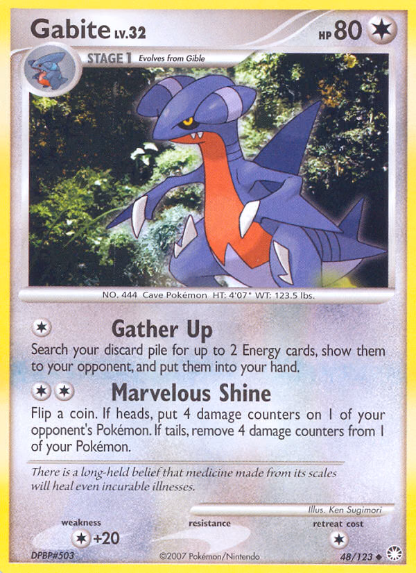 Gabite Pokemon card (48/123, Mysterious Treasures)