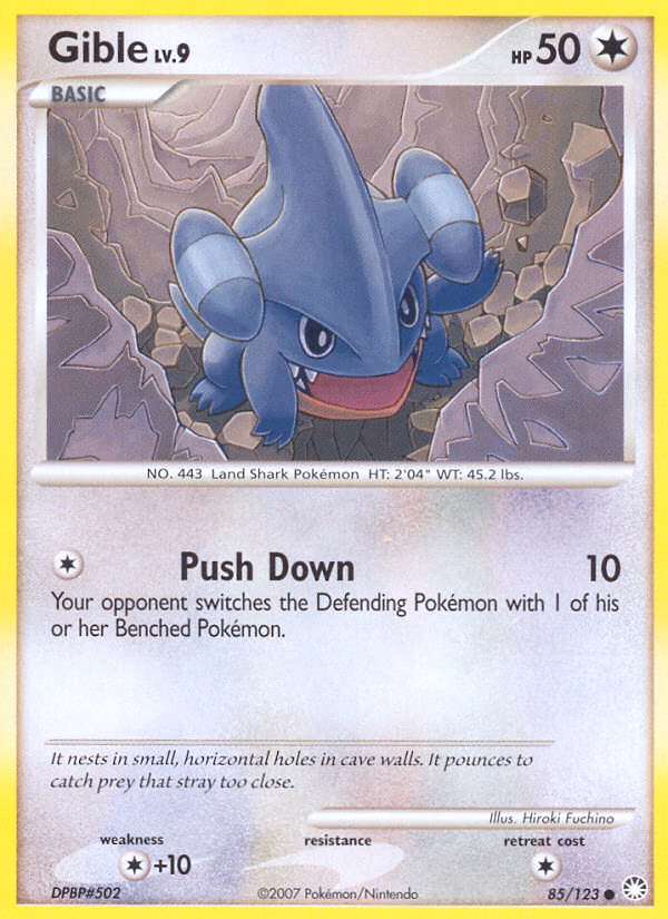 Gible Pokemon card (85/123, Mysterious Treasures)