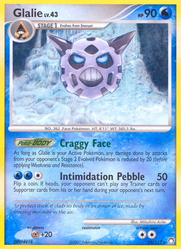 Glalie Pokemon card (25/123, Mysterious Treasures)