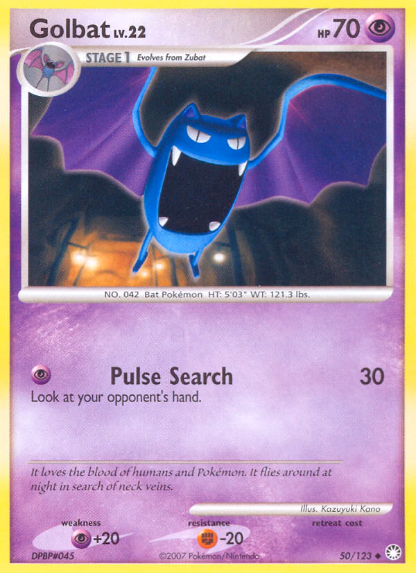 Golbat Pokemon card (50/123, Mysterious Treasures)