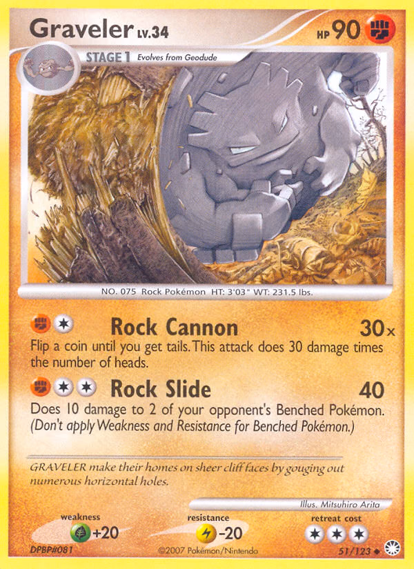 Graveler Pokemon card (51/123, Mysterious Treasures)