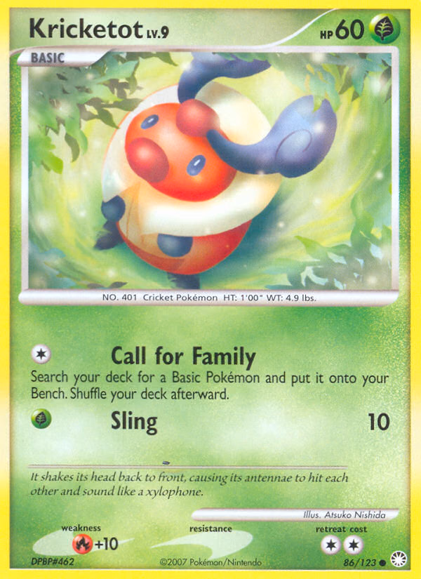 Kricketot Pokemon card (86/123, Mysterious Treasures)