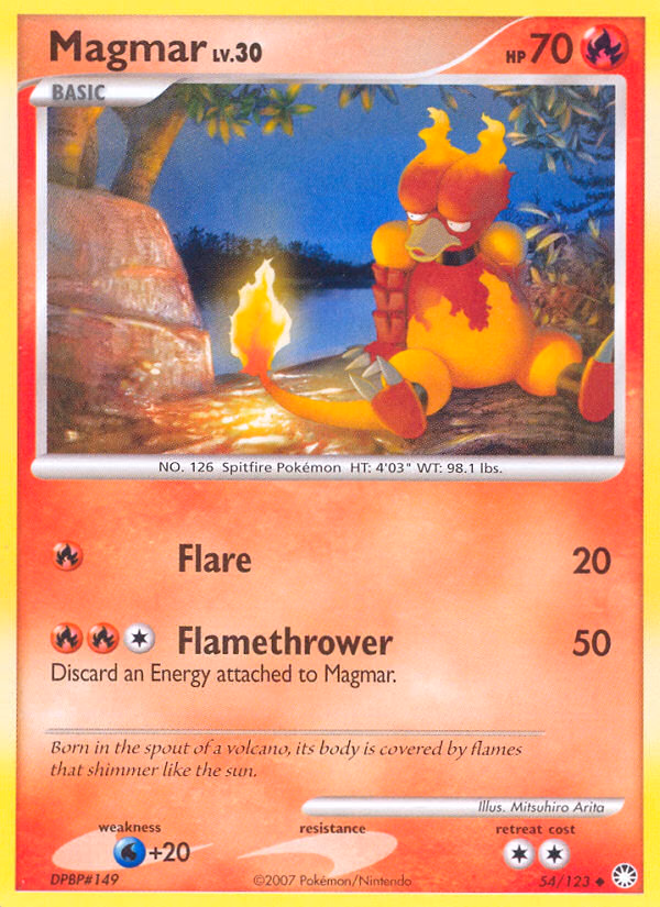 Magmar Pokemon card (54/123, Mysterious Treasures)