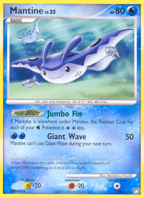 Mantine Pokemon card (29/123, Mysterious Treasures)