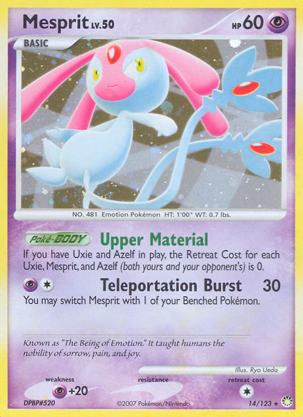 Mesprit Pokemon card (14/123, Mysterious Treasures)