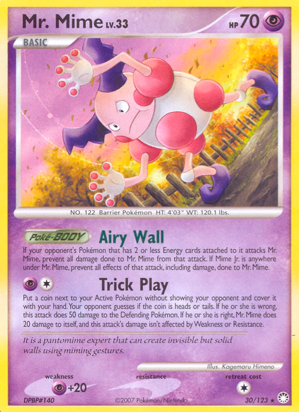 Mr. Mime Pokemon card (30/123, Mysterious Treasures)