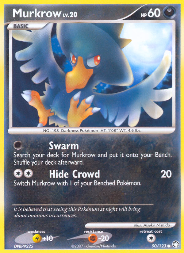 Murkrow Pokemon card (90/123, Mysterious Treasures)