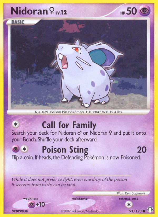 Nidoran ♀ Pokemon card (91/123, Mysterious Treasures)