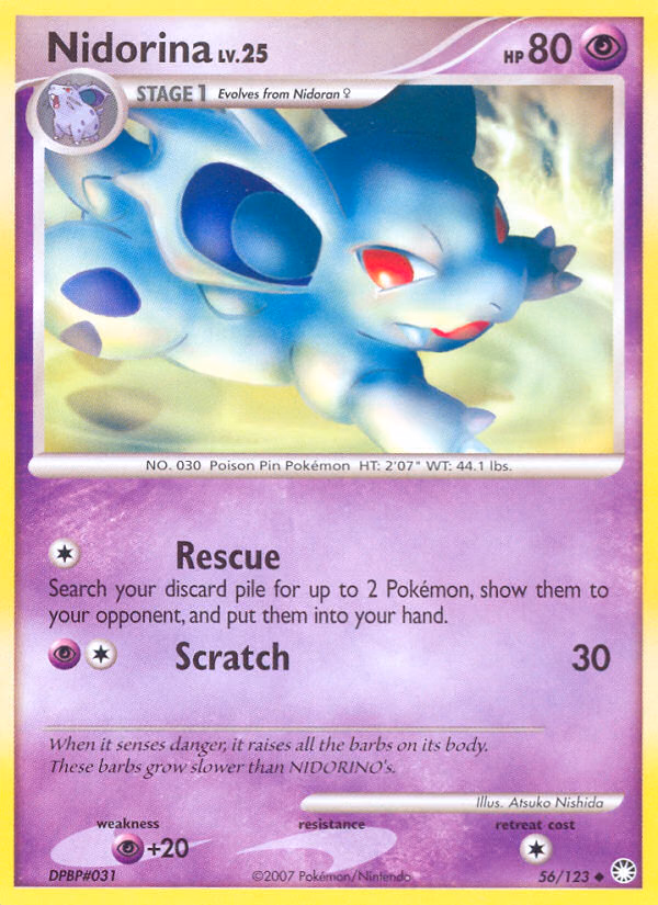 Nidorina Pokemon card (56/123, Mysterious Treasures)
