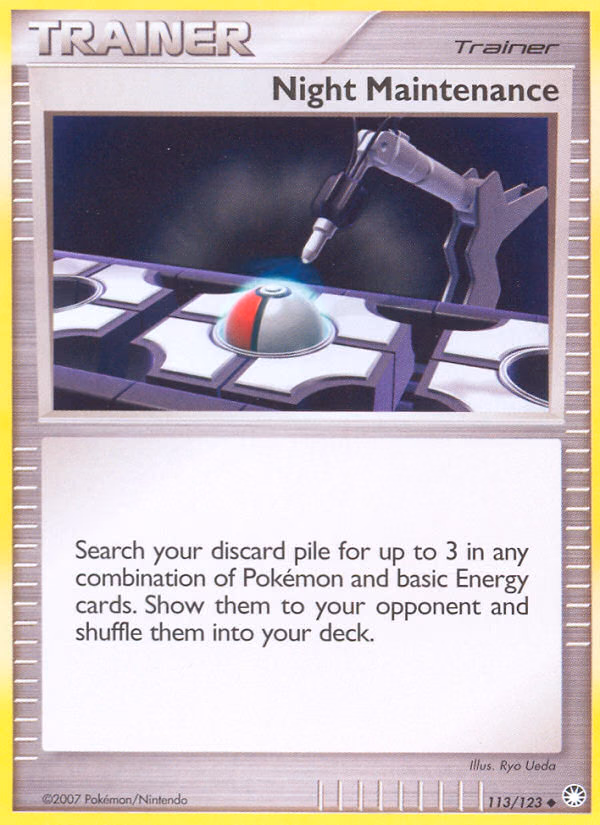Night Maintenance Pokemon card (113/123, Mysterious Treasures)
