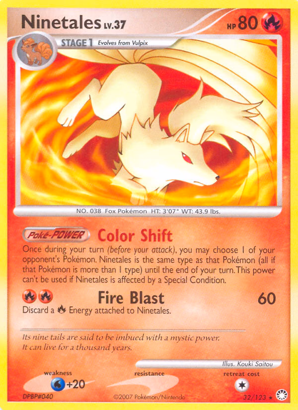 Ninetales Pokemon card (32/123, Mysterious Treasures)