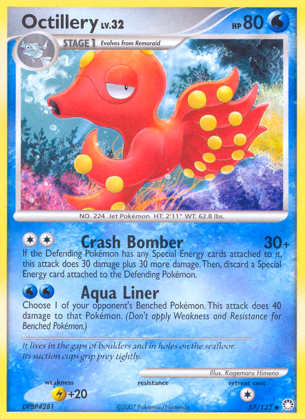 Octillery Pokemon card (57/123, Mysterious Treasures)