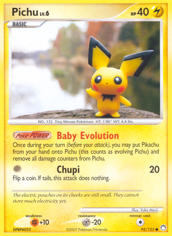 Pichu Pokemon card (93/123, Mysterious Treasures)