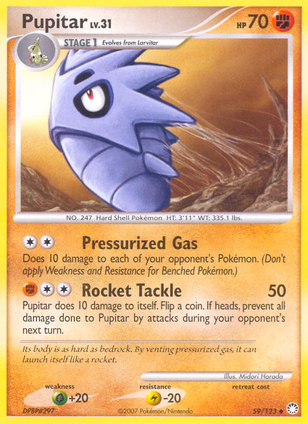 Pupitar Pokemon card (59/123, Mysterious Treasures)