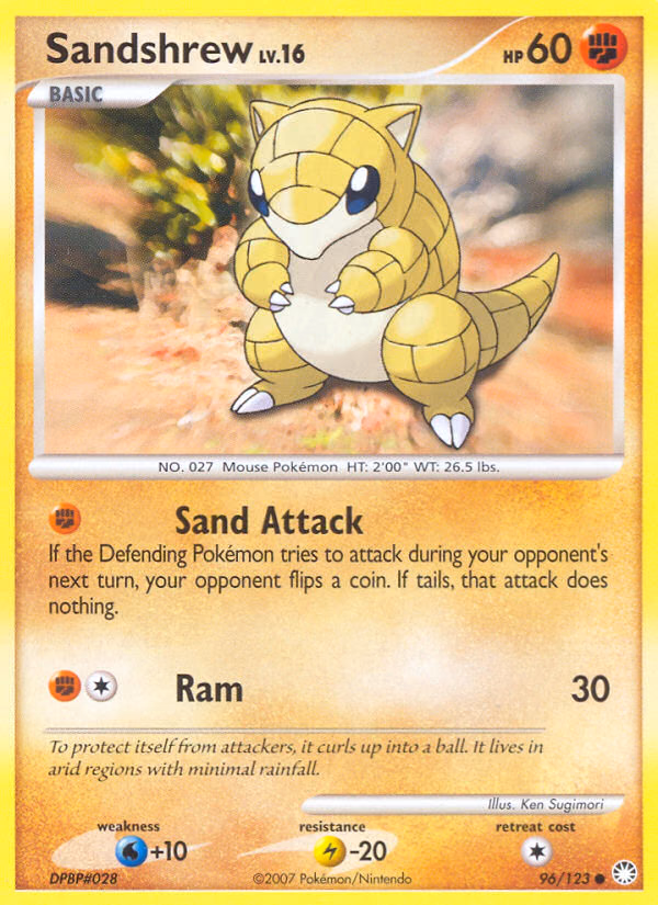 Sandshrew Pokemon card (96/123, Mysterious Treasures)