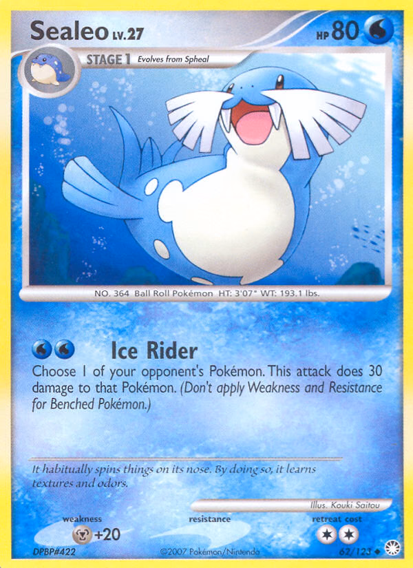 Sealeo Pokemon card (62/123, Mysterious Treasures)