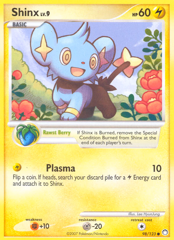Shinx Pokemon card (98/123, Mysterious Treasures)
