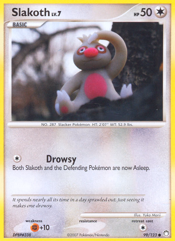 Slakoth Pokemon card (99/123, Mysterious Treasures)