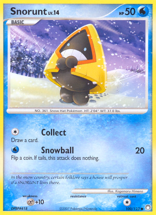 Snorunt Pokemon card (100/123, Mysterious Treasures)