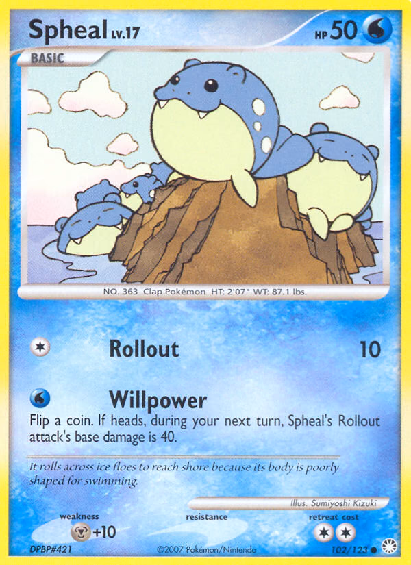 Spheal Pokemon card (102/123, Mysterious Treasures)
